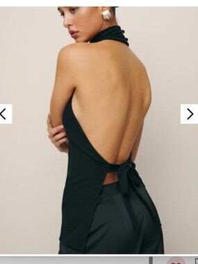 Reformation Black Minerva Knit Top